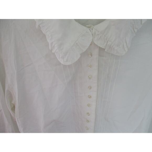 Vintage Preswick & Moore Fancy Ruffle Button Down White Preppy Blouse - Picture 9 of 12